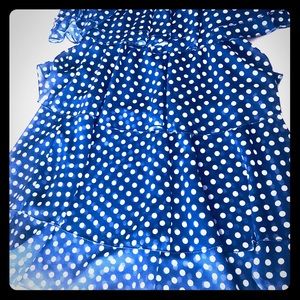 Off the shoulder tiered polka dot dress